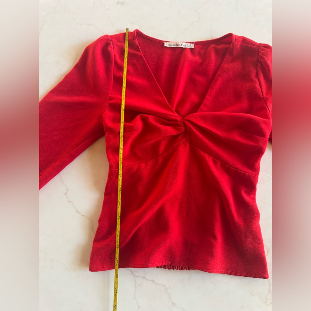 Abercrombie & Fitch Vibrant Red Long Sleeve Top - Size XS - - Picture 5 of 8